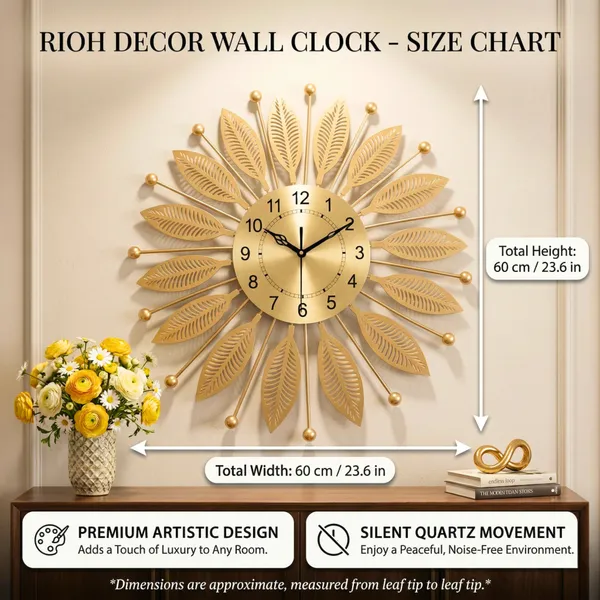 Luxury_Gold_Metal_Leaf_Wall_Clock_–_Elegant_Sunburst_Designer_Wall_Clock_for_Living_Room_&_Office_Décor