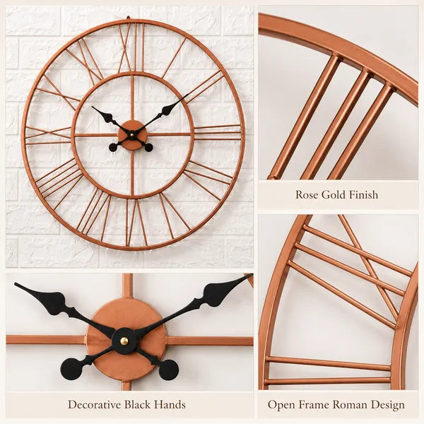 Rose_Gold_Metal_Roman_Numeral_Wall_Clock_for_Living_Room,_Large_Vintage_Round_Decorative_Wall_Clock,_Silent_Non-Ticking_Designer_Clock_for_Home,_Bedroom,_Hall_&_Office_Décor