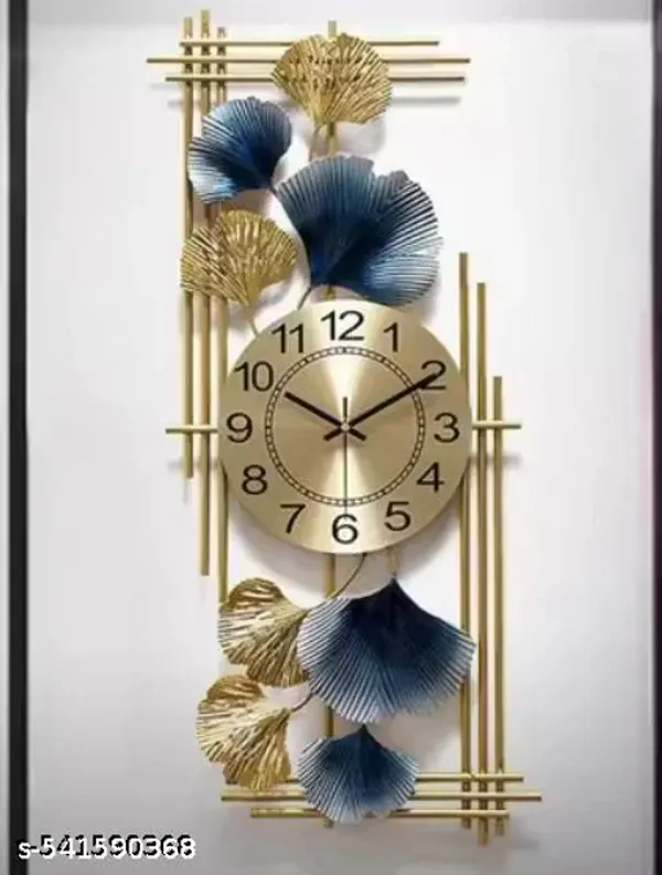 Gold_Decorative_Metal_Wall_Clock_Withginkgo_Leaf_Design
