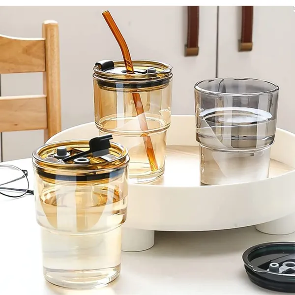 Karomouj_Kma384_Trendy_Leather_Sleeve_Glass_Cup_With_2_In_1_Lid_And_Straw_Best_For_Hot_Cold_Beverages_Tea_Coffee_Fruits_Juice_Ideal_Travel_Mug_Pack_Of_1_Multicolor