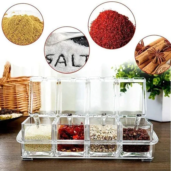 Freshdcart_Fdca389_Masala_Container_Acrylic_4_Grid_Transparent_Masala_Dabba_Spice_Box_With_Serving_Spoons_For_Masala_Salt_Pepper_Storage_1_Pc_Beige