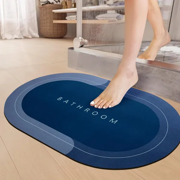 Sittella_2_Pieces_3_5_Mm_Anti_Skid_Water_Soaking_Oval_Bathroom_Print_Rubber_Mat_Water_Absorbent_Mat_40x60_Cm_Blue