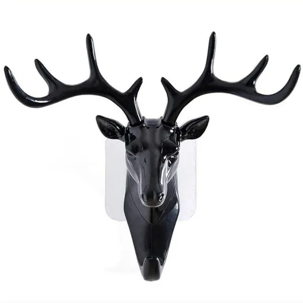 Deer_Head_Hook_Self_Adhesive_Wall_Door_Hook_Hanger_Bag_Keys_Sticky_Holder_Wall_Mount_Black_Plastic_Pack_Of_1_18_5_Cm_X_16_5_Cm_Pack_Of_3