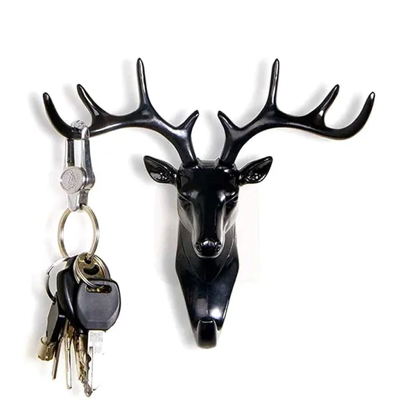Deer_Head_Hook_Self_Adhesive_Wall_Door_Hook_Hanger_Bag_Keys_Sticky_Holder_Wall_Mount_Black_Plastic_Pack_Of_1_18_5_Cm_X_16_5_Cm_Pack_Of_3