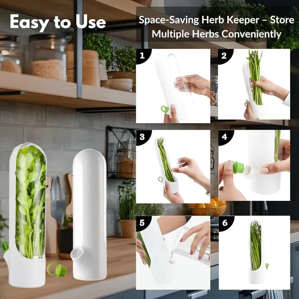 Herb_Saver_Pods_Fresh_Herb_Keeper_For_Refrigerator_Bpa_Free_Transparent_Storage_For_Mint_Spinach_Basil_Parsley_Coriander_Green_Garlic_More_Keeps_Herbs_Fresh_Longer