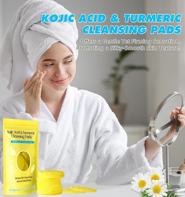 Kojic_Acid_And_Turmeric_Cleansing_Pads_For_Dark_Spots_Skin_Brightening_Acne_Prevention_With_Vitamin_B5_Vitamin_C_Turmeric_Infused_Foaming_Exfoliating_Pads_For_Face_For_All_Skin_Types_60_Pcs