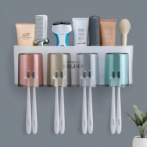 Qonetic_Wall_Mounted_Toothbrush_Holder_With_4_Mouthwash_Cups_Bathroom_Toothbrush_Organizer_Multi_Compartment_Dustproof_Bpa_Free_Brush_Holder_For_Bathroom_Storage