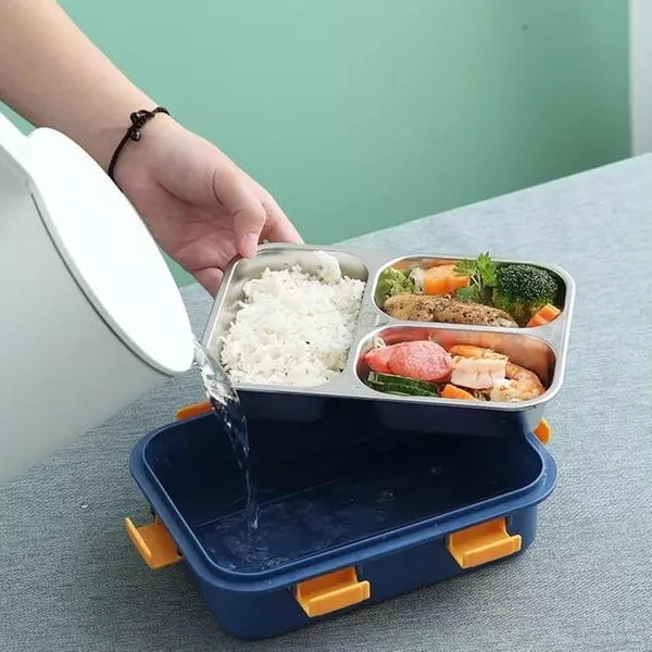 3_Compartment_Stainless_Steel_Lunch_Box_With_Removable_Inner_Plate_Reusable_Tiffin_Box_Easy_To_Carry_Food_Containers_For_Office_School_And_Travel_Multicolor_Pack_Of_1