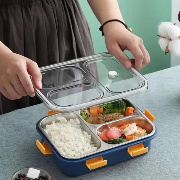 3_Compartment_Stainless_Steel_Lunch_Box_With_Removable_Inner_Plate_Reusable_Tiffin_Box_Easy_To_Carry_Food_Containers_For_Office_School_And_Travel_Multicolor_Pack_Of_1