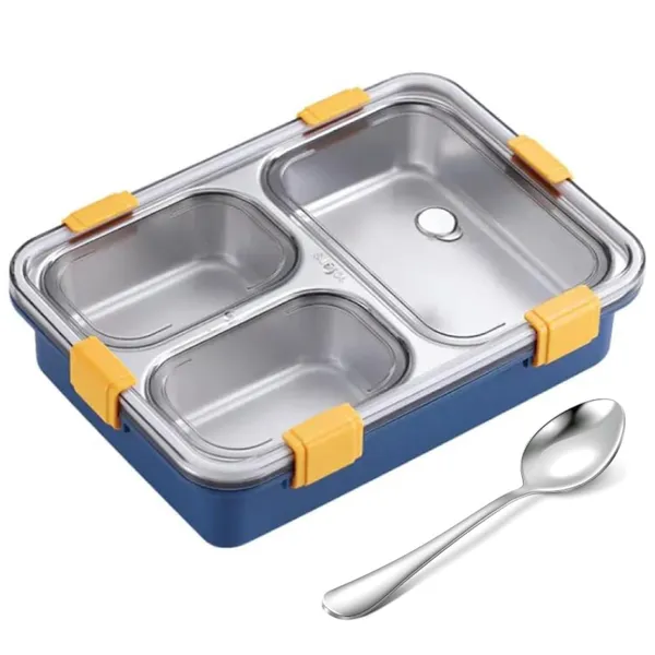 3_Compartment_Stainless_Steel_Lunch_Box_With_Removable_Inner_Plate_Reusable_Tiffin_Box_Easy_To_Carry_Food_Containers_For_Office_School_And_Travel_Multicolor_Pack_Of_1