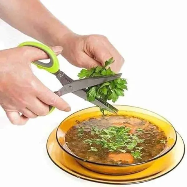 5_Blade_Scissor_Multi_Functional_Stainless_Steel_Kitchen_Knives_5_Blade_Scissor_Vegetable_Cutter_With_Cleaning_Brush_Cooking_Tool_For_Efficient_Cutting_Multicolor_Pack_Of_1