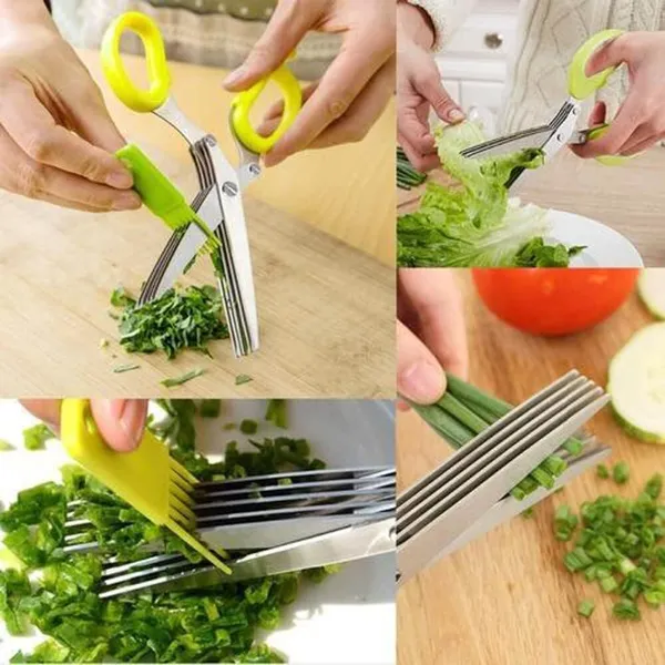 5_Blade_Scissor_Multi_Functional_Stainless_Steel_Kitchen_Knives_5_Blade_Scissor_Vegetable_Cutter_With_Cleaning_Brush_Cooking_Tool_For_Efficient_Cutting_Multicolor_Pack_Of_1