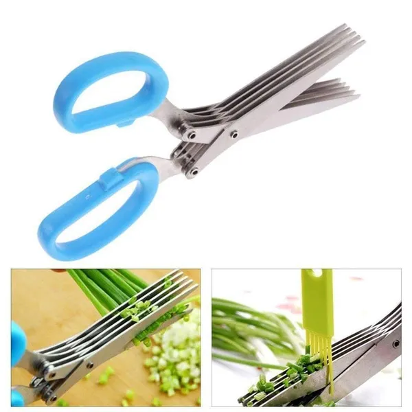 5_Blade_Scissor_Multi_Functional_Stainless_Steel_Kitchen_Knives_5_Blade_Scissor_Vegetable_Cutter_With_Cleaning_Brush_Cooking_Tool_For_Efficient_Cutting_Multicolor_Pack_Of_1