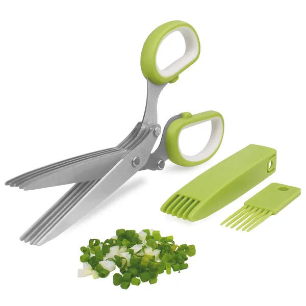 5_Blade_Scissor_Multi_Functional_Stainless_Steel_Kitchen_Knives_5_Blade_Scissor_Vegetable_Cutter_With_Cleaning_Brush_Cooking_Tool_For_Efficient_Cutting_Multicolor_Pack_Of_1