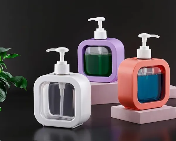 Square_Liquid_Dispenser_Clear_Plastic_Soap_Dispenser_Pump_Refillable_Lotion_Bottles_Portable_Liquid_Container_For_Kitchen_And_Bathroom_Multicolor_Pack_Of_1