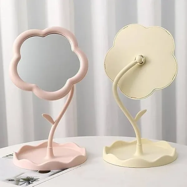 Flower_Shape_Makeup_Mirror_With_Tray_Detachable_Compact_Vanity_Mirror_For_Desktop_Bedroom_Bathroom_Travel_Use_Pack_Of_1_Multicolor