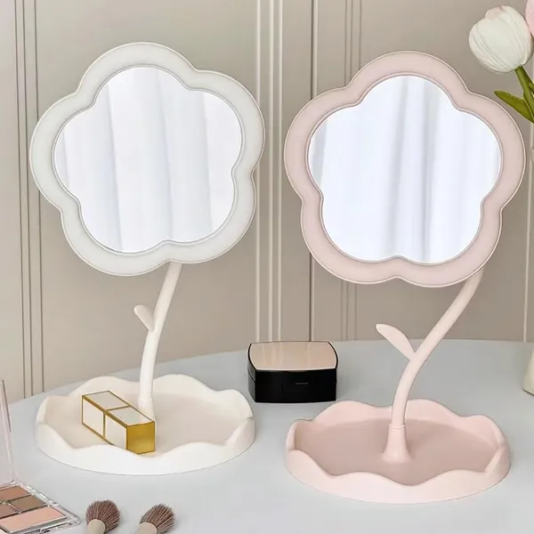 Flower_Shape_Makeup_Mirror_With_Tray_Detachable_Compact_Vanity_Mirror_For_Desktop_Bedroom_Bathroom_Travel_Use_Pack_Of_1_Multicolor