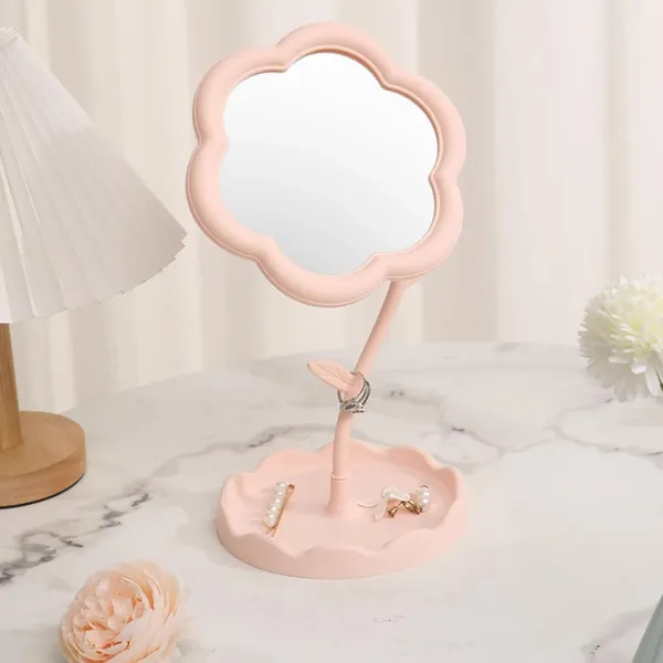 Flower_Shape_Makeup_Mirror_With_Tray_Detachable_Compact_Vanity_Mirror_For_Desktop_Bedroom_Bathroom_Travel_Use_Pack_Of_1_Multicolor