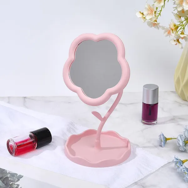 Flower_Shape_Makeup_Mirror_With_Tray_Detachable_Compact_Vanity_Mirror_For_Desktop_Bedroom_Bathroom_Travel_Use_Pack_Of_1_Multicolor
