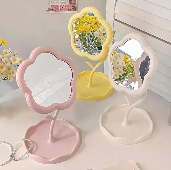 Flower_Shape_Makeup_Mirror_With_Tray_Detachable_Compact_Vanity_Mirror_For_Desktop_Bedroom_Bathroom_Travel_Use_Pack_Of_1_Multicolor