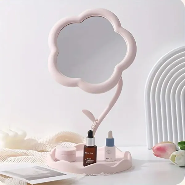 Flower_Shape_Makeup_Mirror_With_Tray_Detachable_Compact_Vanity_Mirror_For_Desktop_Bedroom_Bathroom_Travel_Use_Pack_Of_1_Multicolor
