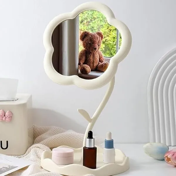 Flower_Shape_Makeup_Mirror_With_Tray_Detachable_Compact_Vanity_Mirror_For_Desktop_Bedroom_Bathroom_Travel_Use_Pack_Of_1_Multicolor