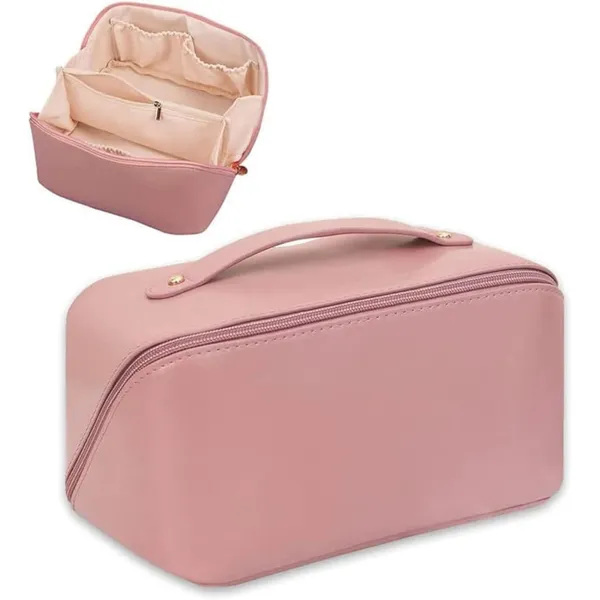 Women_S_Capacity_Cosmetic_Travel_Bag_Waterproof_Leather_Makeup_Organizer_With_Wide_Opening_Dividers_Handle_Pack_Of_1_Multicolor