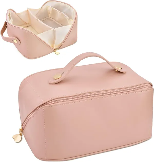 Women_S_Capacity_Cosmetic_Travel_Bag_Waterproof_Leather_Makeup_Organizer_With_Wide_Opening_Dividers_Handle_Pack_Of_1_Multicolor