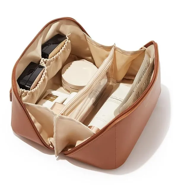 Women_S_Capacity_Cosmetic_Travel_Bag_Waterproof_Leather_Makeup_Organizer_With_Wide_Opening_Dividers_Handle_Pack_Of_1_Multicolor