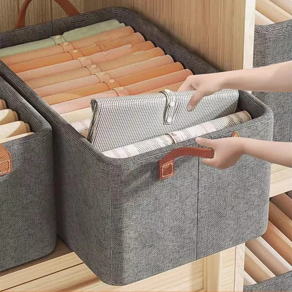 26_L_Foldable_Storage_Bag_For_Clothes_Blankets_Toys_Closet_Organizer_With_Zipper_Handles_Fabric_Storage_Box_For_Wardrobe_And_Travel_Use_Multicoloe