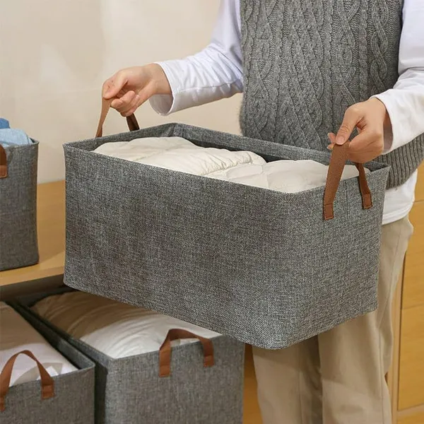 26_L_Foldable_Storage_Bag_For_Clothes_Blankets_Toys_Closet_Organizer_With_Zipper_Handles_Fabric_Storage_Box_For_Wardrobe_And_Travel_Use_Multicoloe