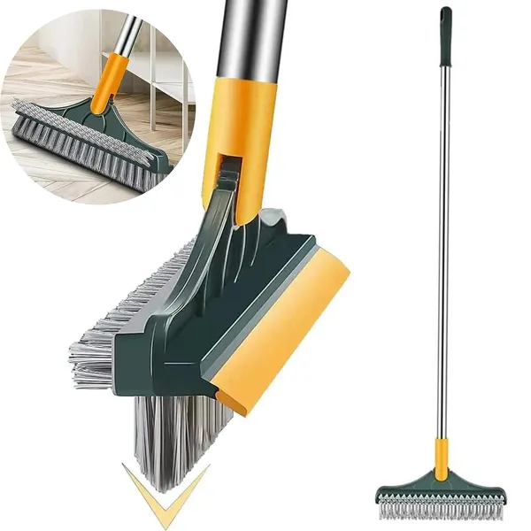 3_In_1_Tile_Cleaning_Brush_With_Handle_Multipurpose_Grout_Corner_And_Gap_Scrubber_Tool_For_Bathroom_Wall_Floor_And_Drain_Line_Cleaning_Multicolor_Pack_Of_2