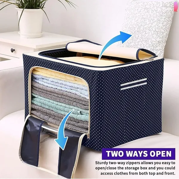 66_L_Storage_Bag_For_Clothes_Blankets_And_Organizing_Items_Foldable_Closet_Organizer_With_Double_Zipper_And_Transparent_Window_Pack_Of_1_Multicolor
