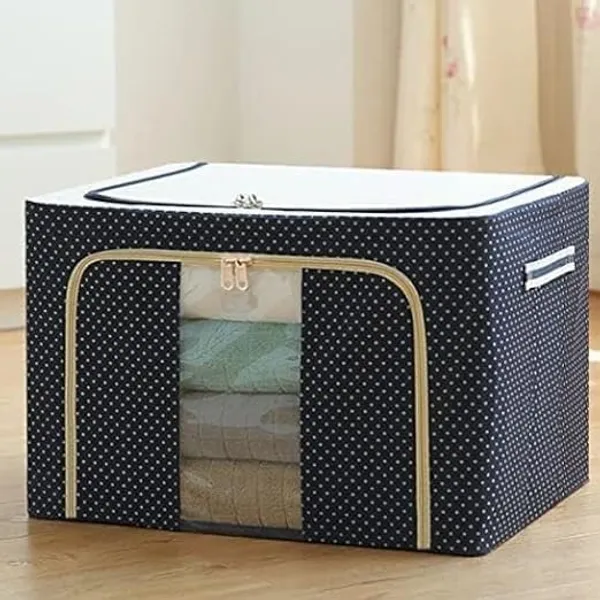 66_L_Storage_Bag_For_Clothes_Blankets_And_Organizing_Items_Foldable_Closet_Organizer_With_Double_Zipper_And_Transparent_Window_Pack_Of_1_Multicolor
