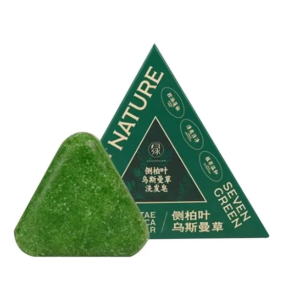 Nature_Herbal_Seven_Green_Triangle_Shampoo_Bar_Soap_With_Multyfunction_Oil_Control_Dandruff_Removal_Smoothening_Platycladus_Usman_Grass_Hair_Care_100_G_Pack_Of_2