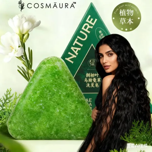 Nature_Herbal_Seven_Green_Triangle_Shampoo_Bar_Soap_With_Multyfunction_Oil_Control_Dandruff_Removal_Smoothening_Platycladus_Usman_Grass_Hair_Care_100_G_Pack_Of_2