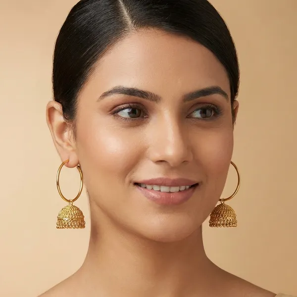 Gold_Plated_Floral_Hoop_Earrings_With_Jhumka_Design