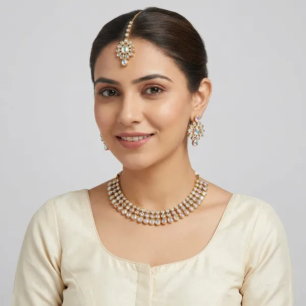 Golden_Crystal_Bridal_Choker_Necklace_Set_With_Earrings_And_Maang_Tikka