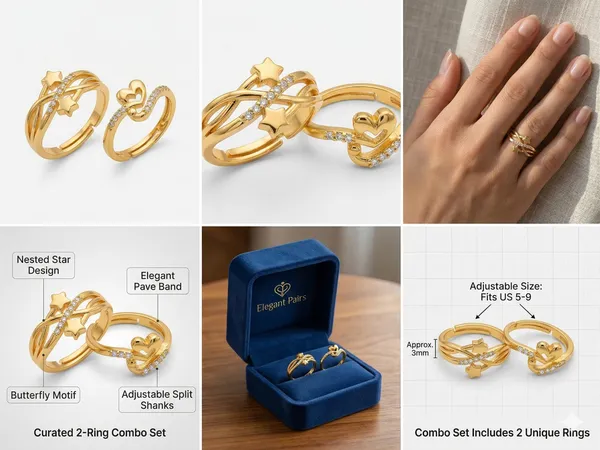 Elegant_Gold_Toned_Butterfly_Star_Ring_Combo_Set_(Combo_of_2)