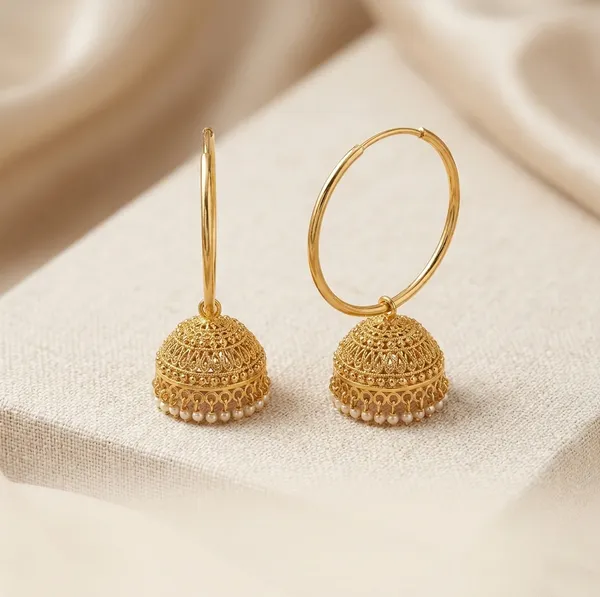 Gold_Plated_Floral_Hoop_Earrings_With_Jhumka_Design
