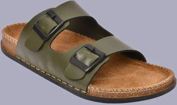 Green_Foam_Striped_Slippers_For_Men