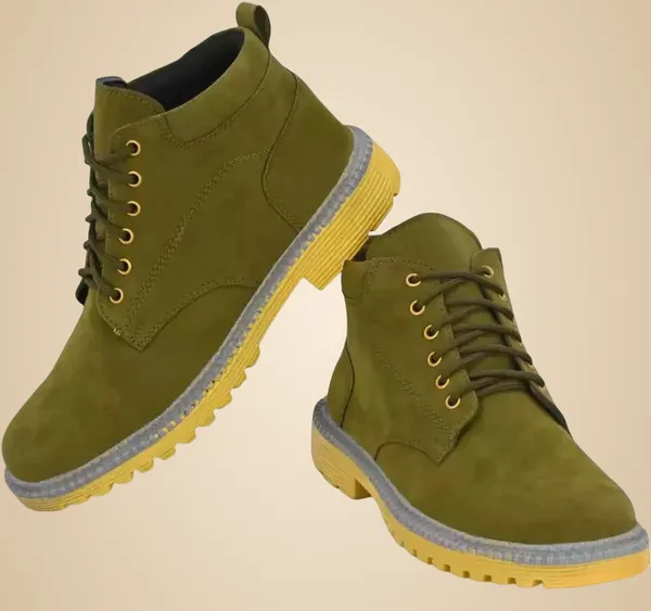 Olive_Synthetic_Boots_For_Men