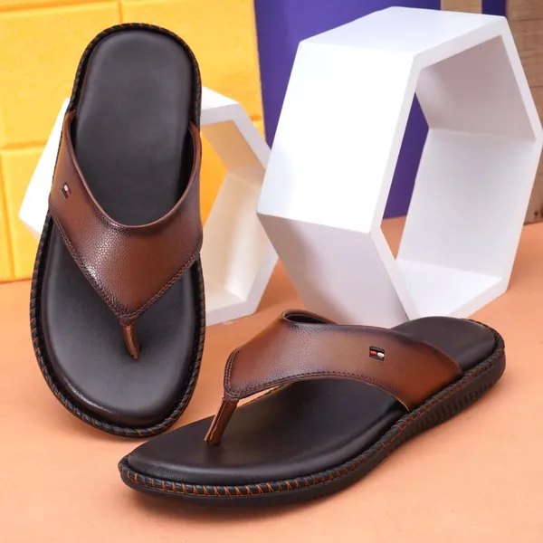 Brown_Foam_Striped_Slippers_For_Men