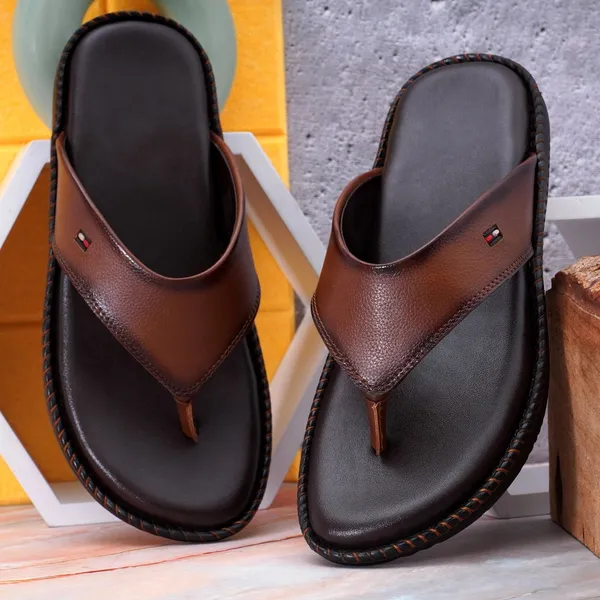 Brown_Foam_Striped_Slippers_For_Men