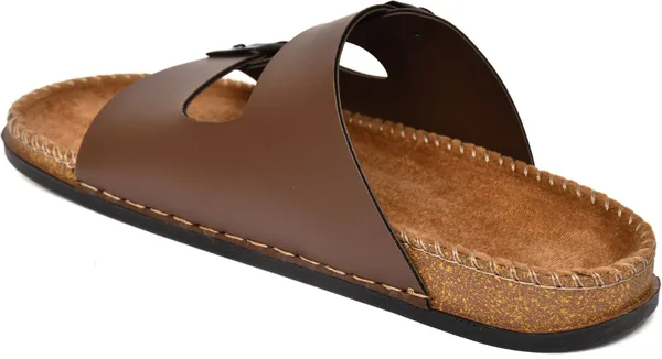 Brown_Foam_Striped_Slippers_For_Men