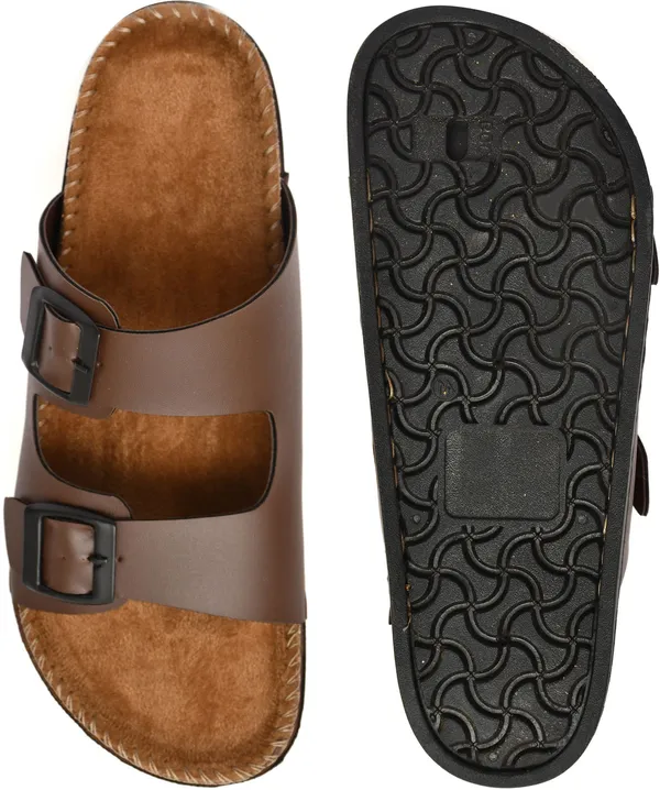 Brown_Foam_Striped_Slippers_For_Men