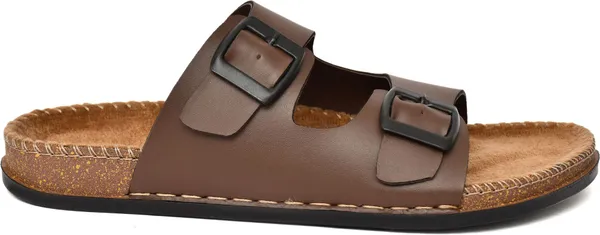 Brown_Foam_Striped_Slippers_For_Men