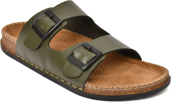 Green_Foam_Striped_Slippers_For_Men