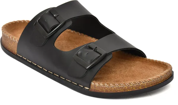 Black_Foam_Striped_Slippers_For_Men