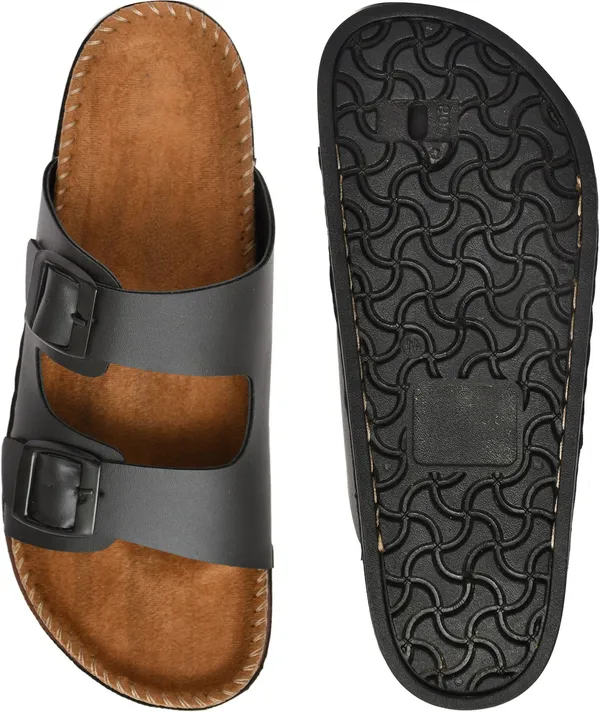 Black_Foam_Striped_Slippers_For_Men